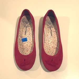 Hush Puppies Red Suede Ballerina Flats 7.5